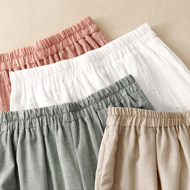 Buddha Stones Frog-Button Hem Slit Design Women's Wide Leg Cotton Linen Pants With Pockets - image 21