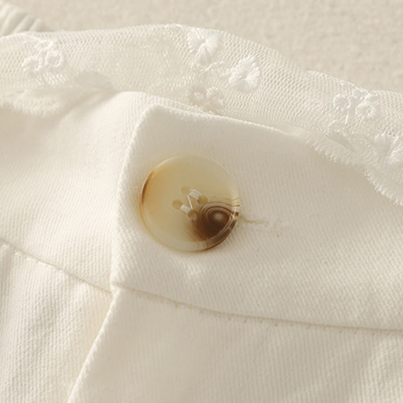 Buddha Stones Daily Solid Color Lace Belt Women's Wide Leg Cotton Pants With Pockets - image 12