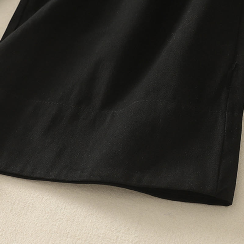 Buddha Stones Daily Solid Color Lace Belt Women's Wide Leg Cotton Pants With Pockets - image 21