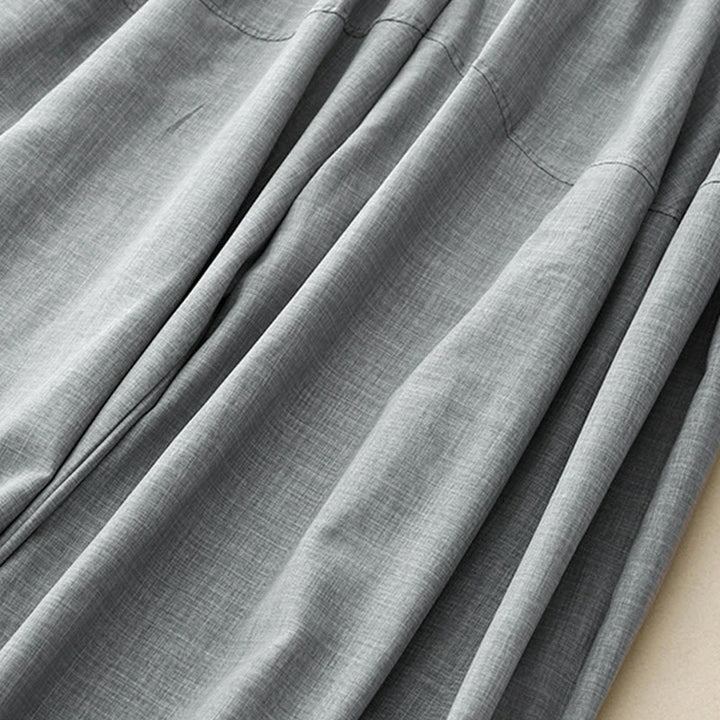 Buddha Stones Plain LightSteelBlue Women's Wide Leg Cotton Linen Pants With Pockets - image 5