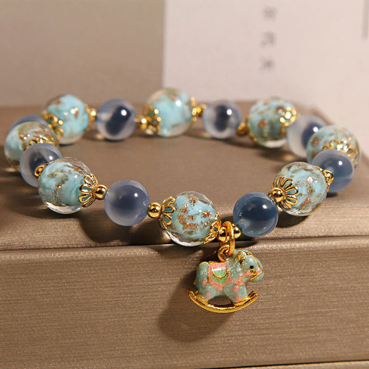 Buddha Stones Natural Candy Agate White Crystal Year Of The Horse Strength Bracelet - image 2