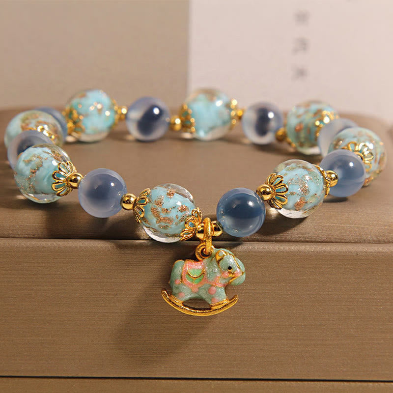 Buddha Stones Natural Candy Agate White Crystal Year Of The Horse Strength Bracelet - image 0