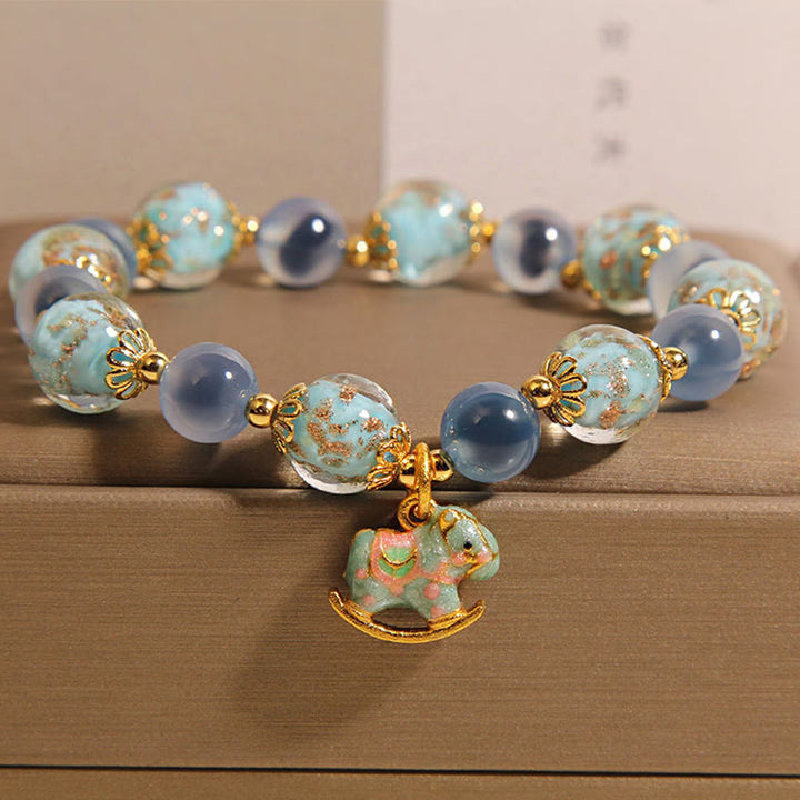 Buddha Stones Natural Candy Agate White Crystal Year Of The Horse Strength Bracelet - image 0