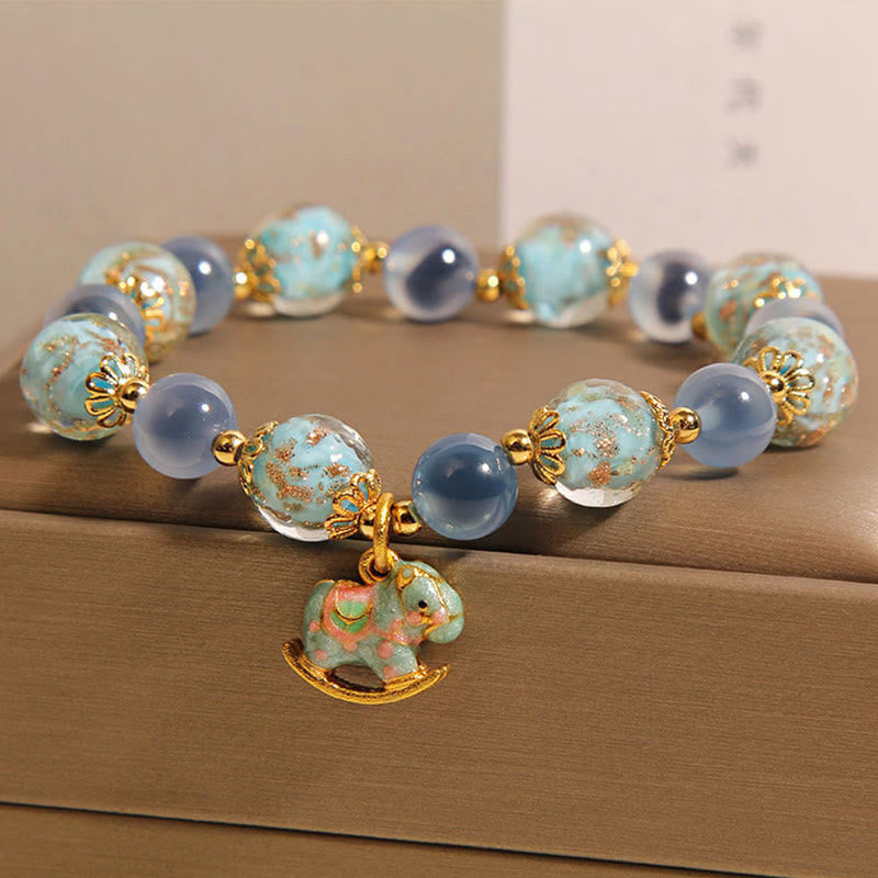 Buddha Stones Natural Candy Agate White Crystal Year Of The Horse Strength Bracelet - image 1