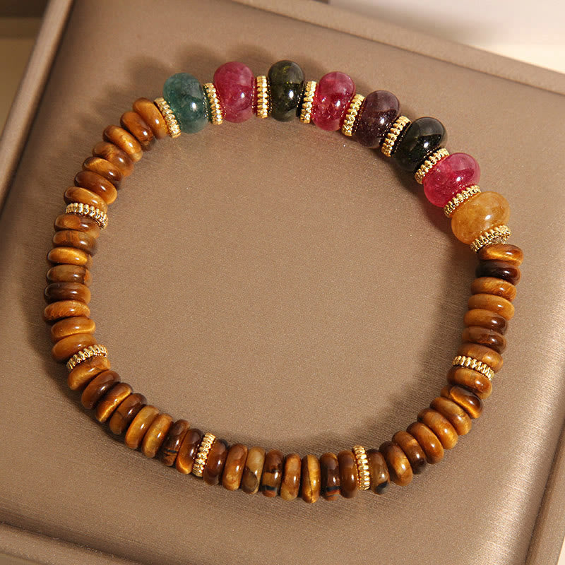 Buddha Stones Natural Tiger Eye Tourmaline Strength Bracelet - image 4