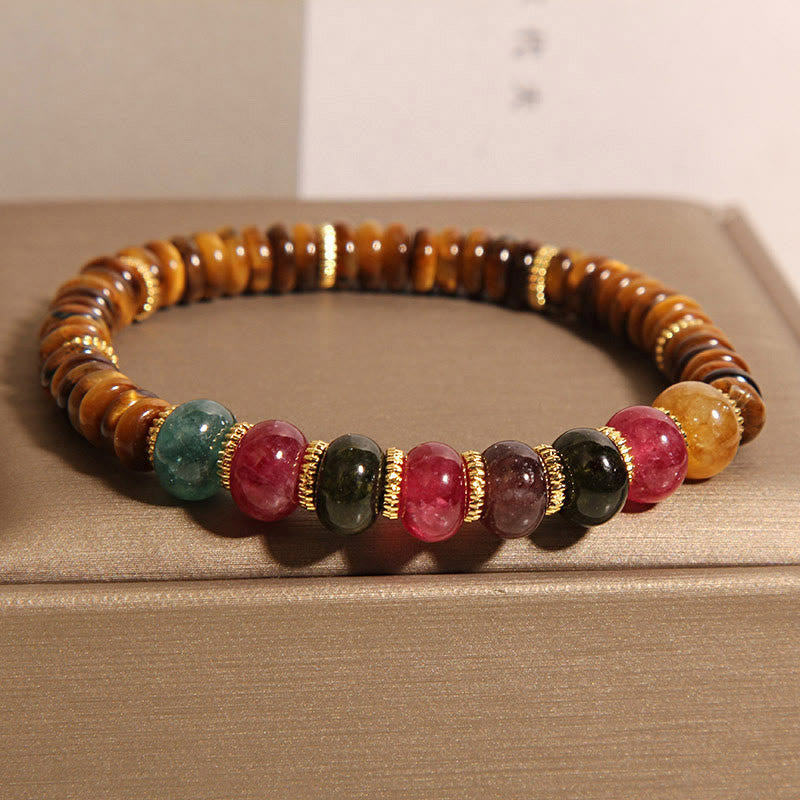 Buddha Stones Natural Tiger Eye Tourmaline Strength Bracelet - Tiger Eye(Wrist Circumference: 15-19cm) - image 0
