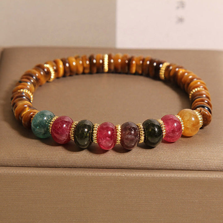 Buddha Stones Natural Tiger Eye Tourmaline Strength Bracelet - image 1