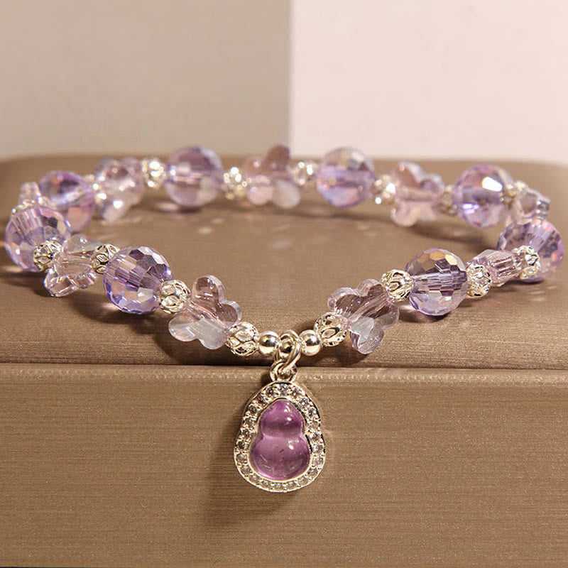 Buddha Stones Butterfly Gourd Amethyst Citrine Labradorite Balance Bracelet - Amethyst(Wrist Circumference: 18cm) - image 0