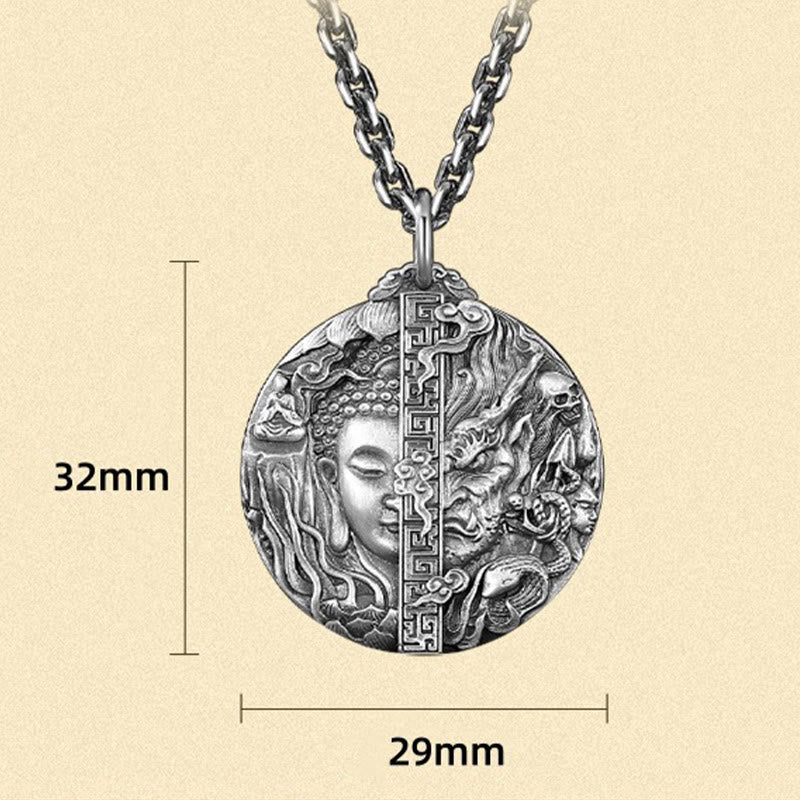 Buddha Stones Copper Buddha Demon Pattern Compassion Pendant Necklace - image 7