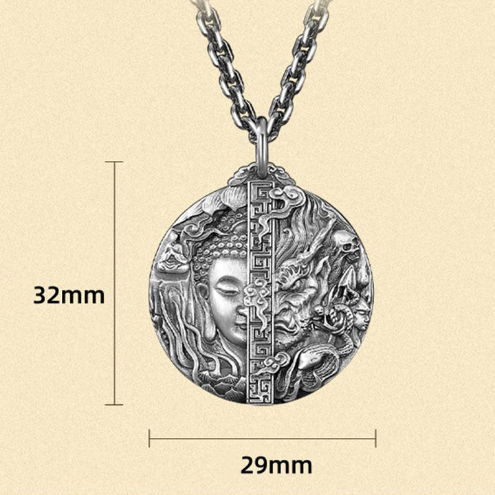 Buddha Stones Copper Buddha Demon Pattern Compassion Pendant Necklace - image 7