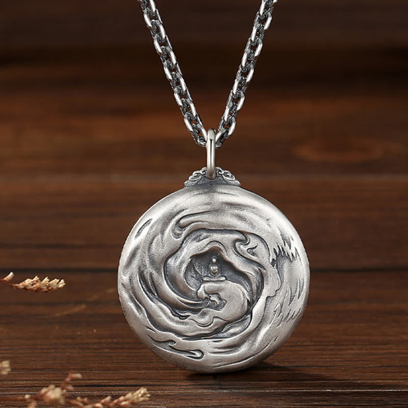 Buddha Stones Copper Buddha Demon Pattern Compassion Pendant Necklace - image 2