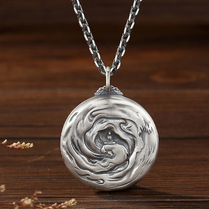 Buddha Stones Copper Buddha Demon Pattern Compassion Pendant Necklace - image 2