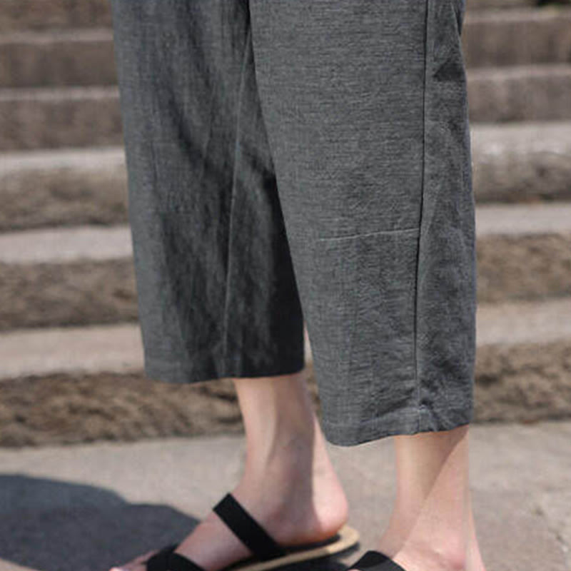 Buddha Stones Casual Woven Bead Waist Rope Men's 7-8 Length Spandex Pants With Pockets - image 10