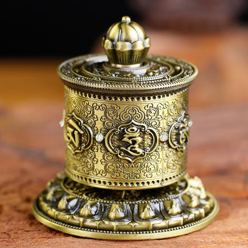 Buddha Stones Tibetan Blessing Prayer Wheel Car Decoration - Bronze - image 0