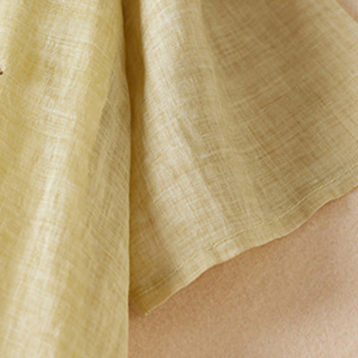 Buddha Stones Embroidered Leaf Crew Neck Half Sleeve Fiber Midi Dress - image 2