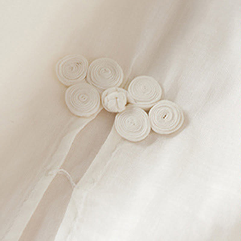 Buddha Stones Embroidered Leaf Crew Neck Half Sleeve Fiber Midi Dress - image 10