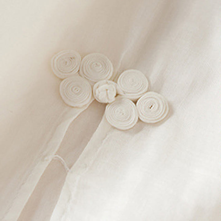 Buddha Stones Embroidered Leaf Crew Neck Half Sleeve Fiber Midi Dress - image 10