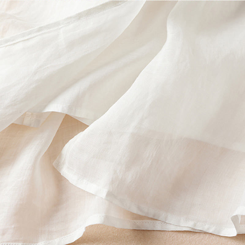 Buddha Stones Embroidered Leaf Crew Neck Half Sleeve Fiber Midi Dress - image 12