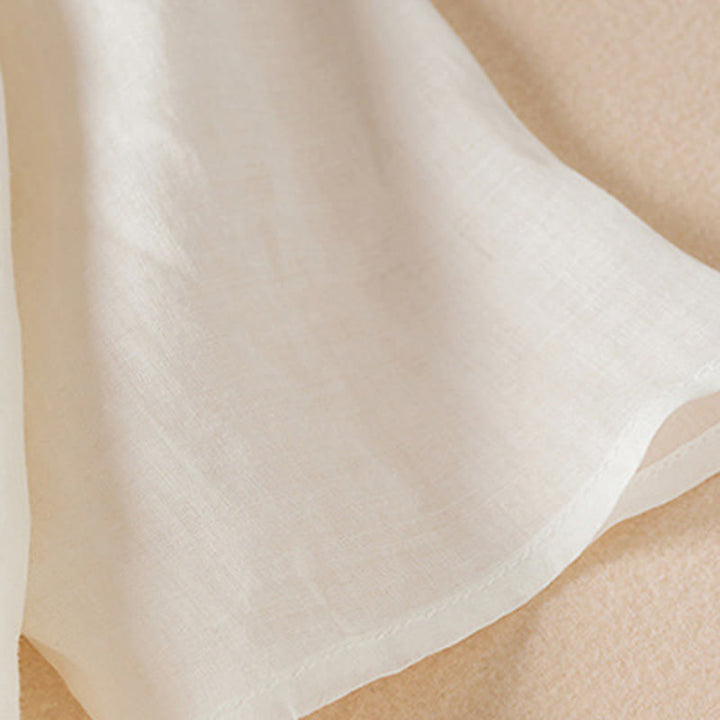 Buddha Stones Embroidered Leaf Crew Neck Half Sleeve Fiber Midi Dress - image 13