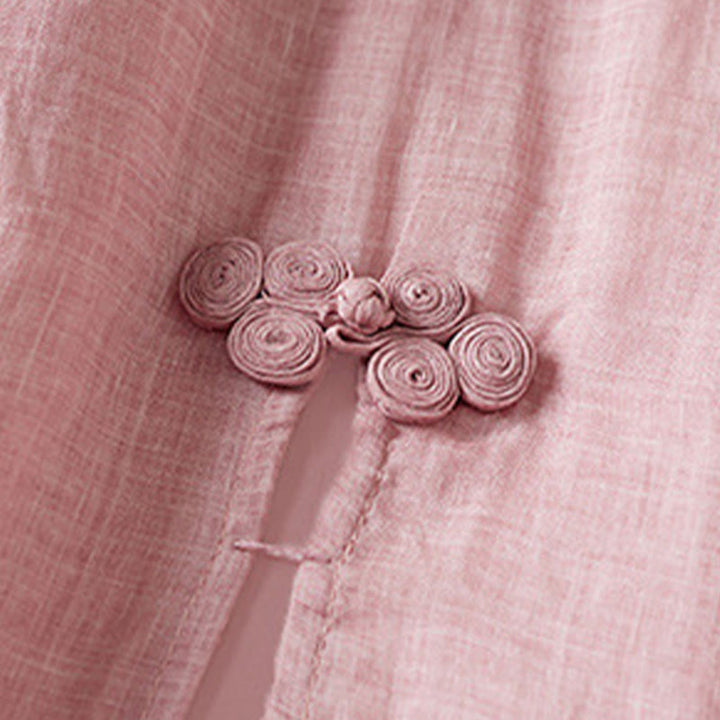 Buddha Stones Embroidered Leaf Crew Neck Half Sleeve Fiber Midi Dress - image 17