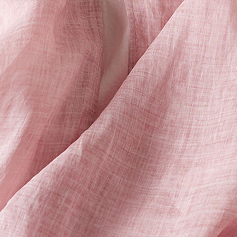 Buddha Stones Embroidered Leaf Crew Neck Half Sleeve Fiber Midi Dress - image 16