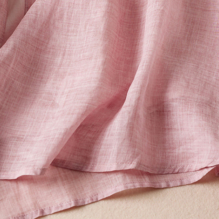 Buddha Stones Embroidered Leaf Crew Neck Half Sleeve Fiber Midi Dress - image 21