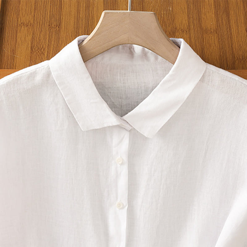 Buddha Stones Summer Plain Color Button Short Sleeve Women's Shirt - image 10
