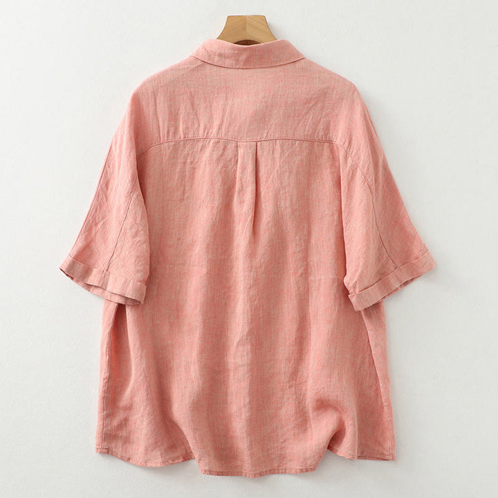 Buddha Stones Casual Plain Buttons Women's Half Sleeve Shirt - image 9