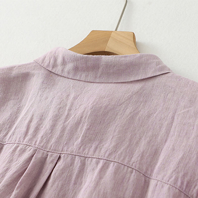 Buddha Stones Casual Plain Buttons Women's Half Sleeve Shirt - image 3