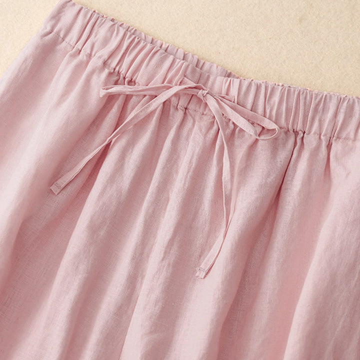 Buddha Stones Summer Elastic Waist Women's Capri Cropped Wide Leg Pants With Pockets - image 7