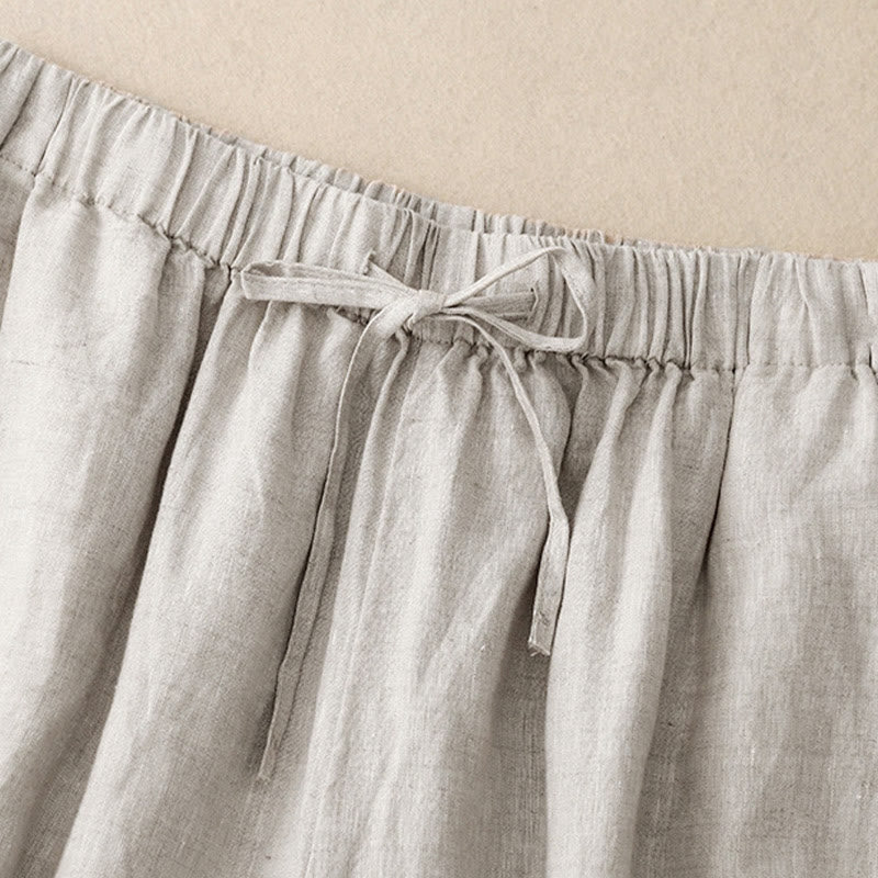 Buddha Stones Summer Elastic Waist Women's Capri Cropped Wide Leg Pants With Pockets - image 18