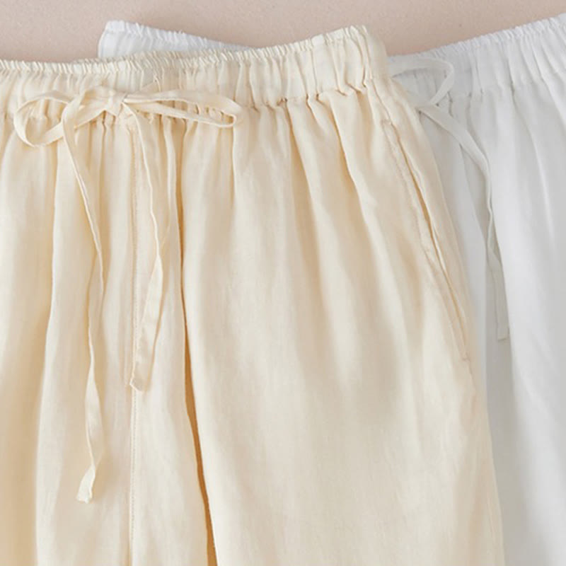 Buddha Stones Casual Lining Design Cotton Women's 7-8 Length Wide Leg Pants With Pockets - image 16