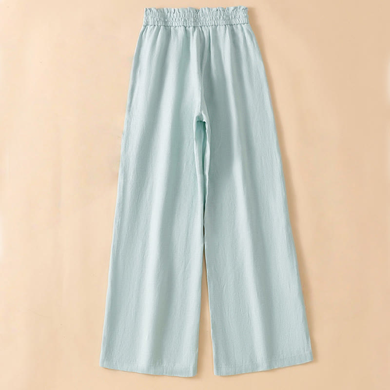 Buddha Stones Casual Straight Leg Design Cotton Women's 7-8 Length Wide Leg Pants With Pockets - image 8