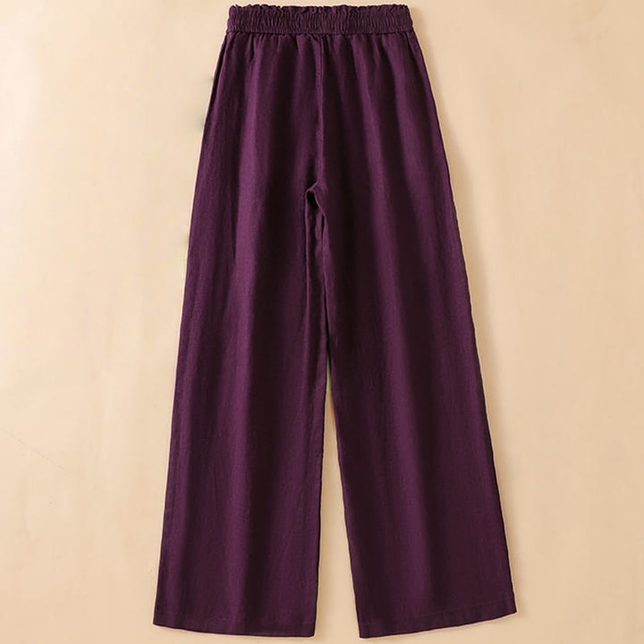 Buddha Stones Casual Straight Leg Design Cotton Women's 7-8 Length Wide Leg Pants With Pockets - image 15