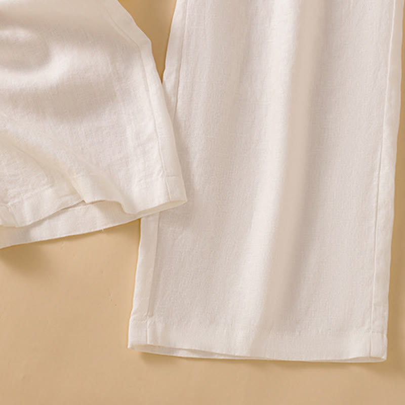 Buddha Stones Casual Straight Leg Design Cotton Women's 7-8 Length Wide Leg Pants With Pockets - image 31