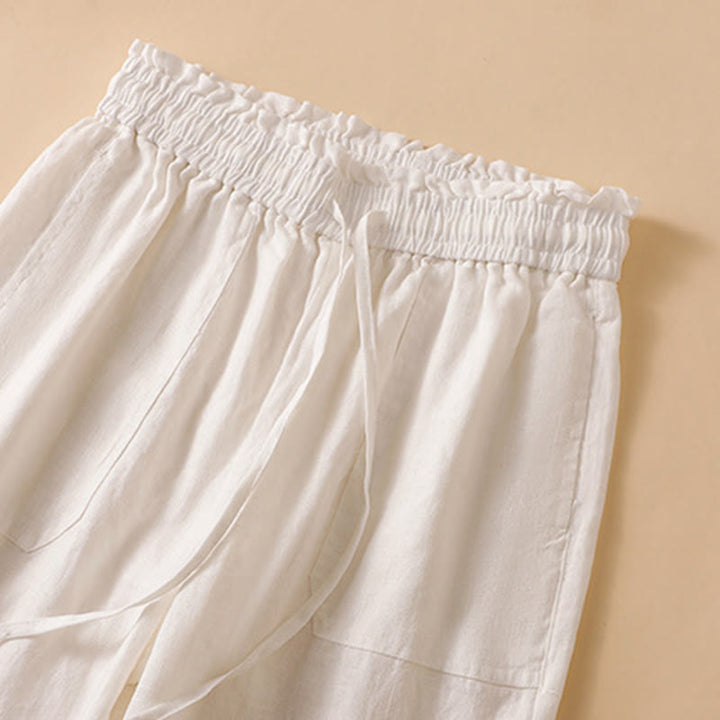 Buddha Stones Casual Straight Leg Design Cotton Women's 7-8 Length Wide Leg Pants With Pockets - image 32