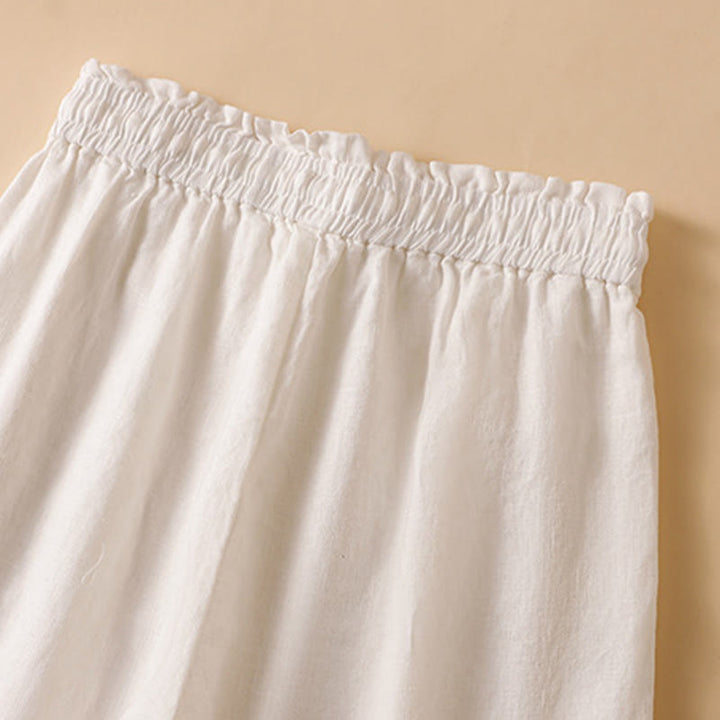 Buddha Stones Casual Straight Leg Design Cotton Women's 7-8 Length Wide Leg Pants With Pockets - image 30