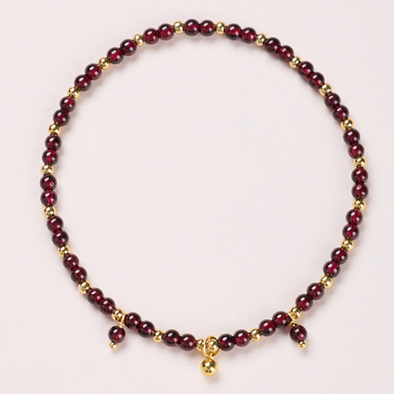 Buddha Stones Natural 4mm Garnet Copper Gold Plated Calm Anklet - image 1