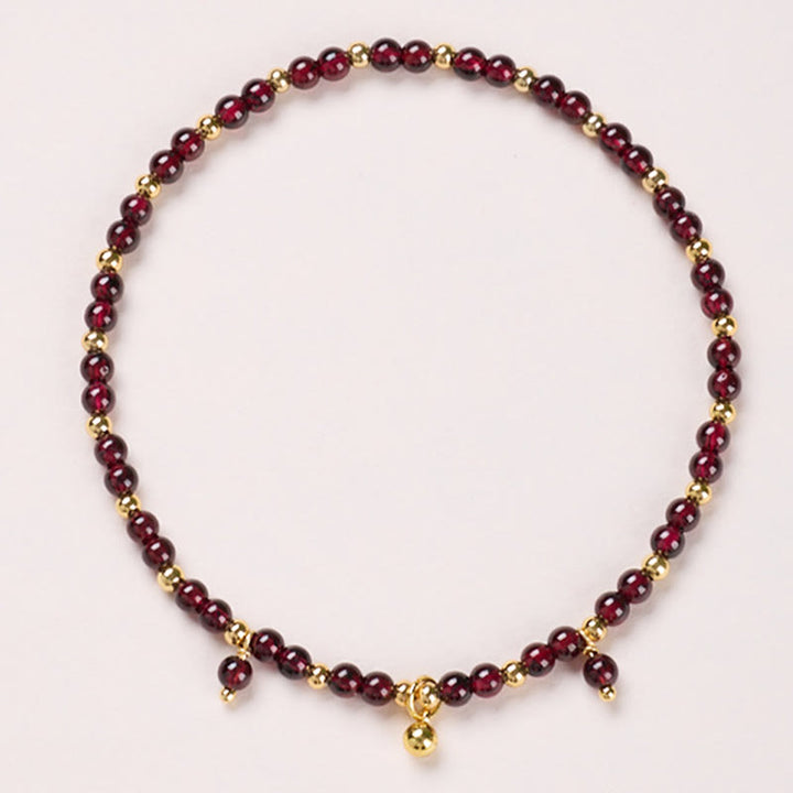 Buddha Stones Natural 4mm Garnet Copper Gold Plated Calm Anklet - image 1