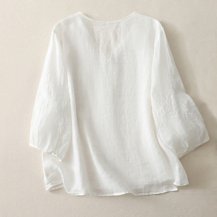 Buddha Stones Embroidery Button-down Women's Shirt - image 8