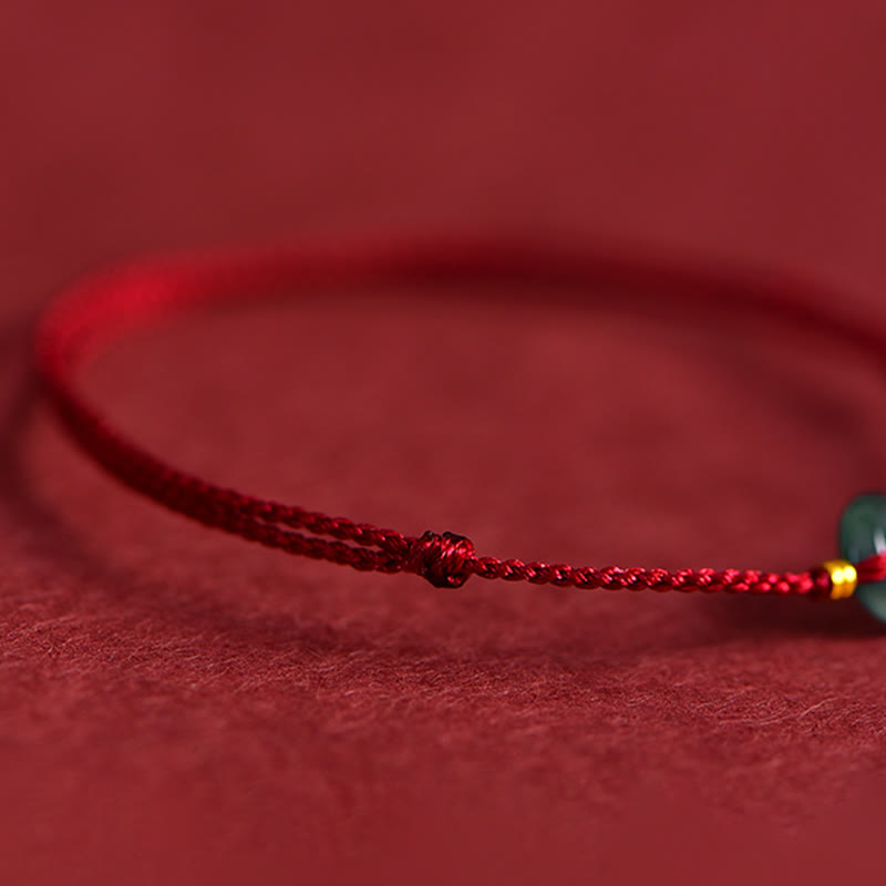Buddha Stones Peace Buckle Copper Coins Jade Red String Connection Bracelet Anklet - image 6