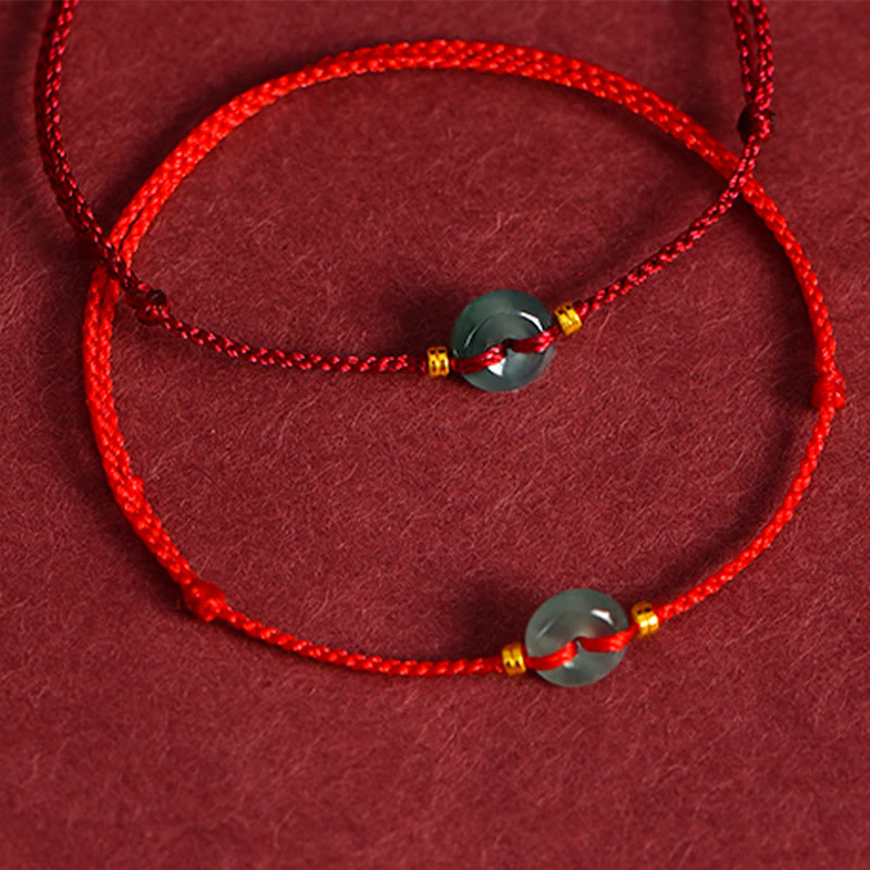 Buddha Stones Peace Buckle Copper Coins Jade Red String Connection Bracelet Anklet - image 9