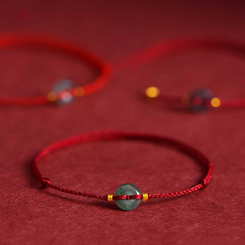 Buddha Stones Peace Buckle Copper Coins Jade Red String Connection Bracelet Anklet - image 8