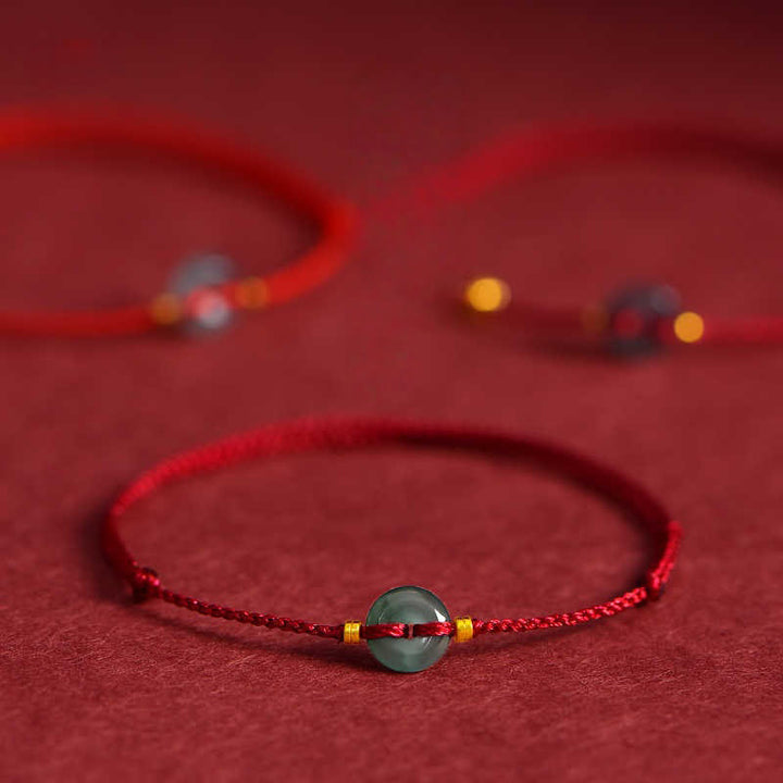 Buddha Stones Peace Buckle Copper Coins Jade Red String Connection Bracelet Anklet - image 8