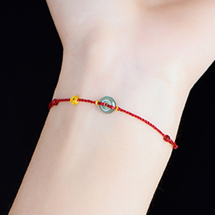 Buddha Stones Peace Buckle Copper Coins Jade Red String Connection Bracelet Anklet - image 10