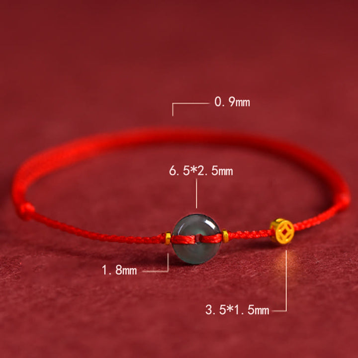 Buddha Stones Peace Buckle Copper Coins Jade Red String Connection Bracelet Anklet - image 1