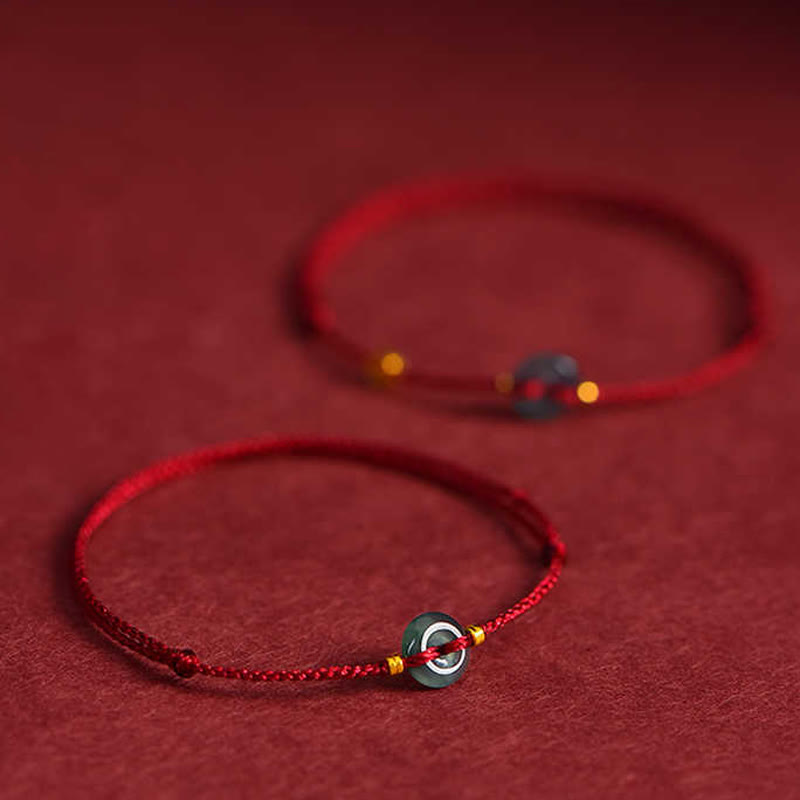Buddha Stones Peace Buckle Copper Coins Jade Red String Connection Bracelet Anklet - image 7