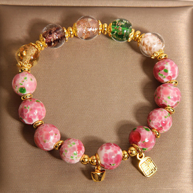 Buddha Stones Fu Character Pink Liuli Luck Bracelet - image 5