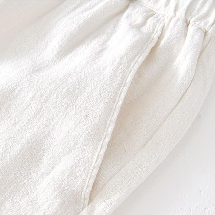 Buddha Stones Summer Solid Color Drawstring Elastic Waist Men's Cotton Linen Shorts With Pockets - image 8