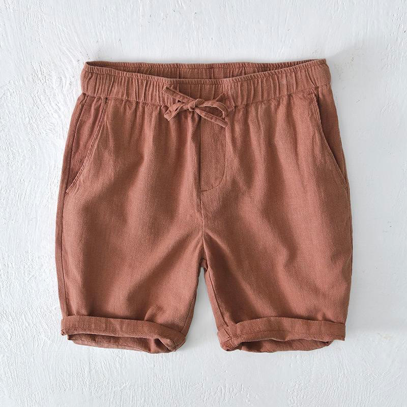 Buddha Stones Summer Solid Color Drawstring Elastic Waist Men's Cotton Linen Shorts With Pockets - SandyBrown - US/UK/AU44，EU54 (4XL) - image 33